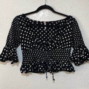 Free People Polka Dot Blouse Cropped Good Used Condition Sz. S